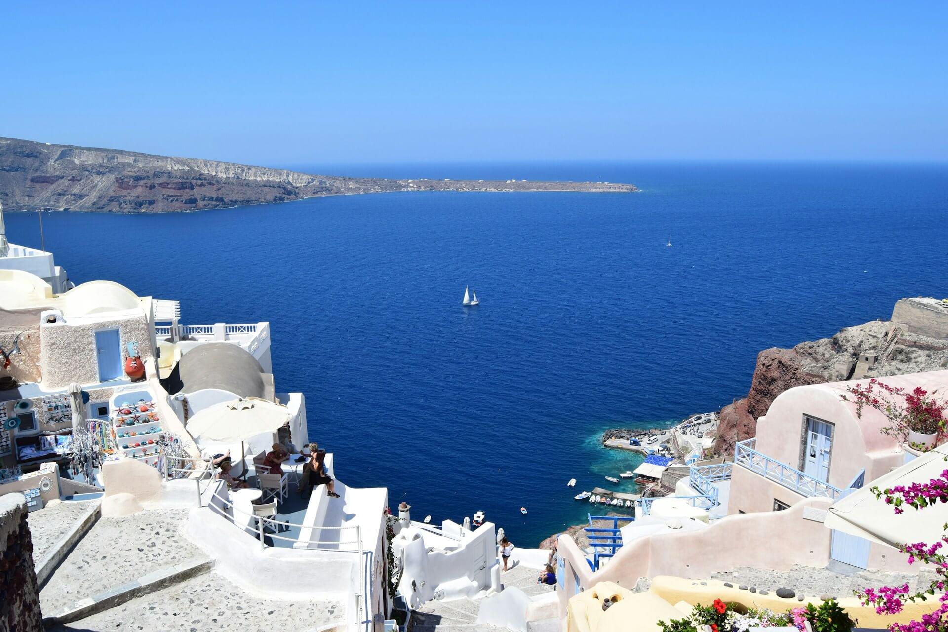 Coastal buildings overlooking the sea in Greece