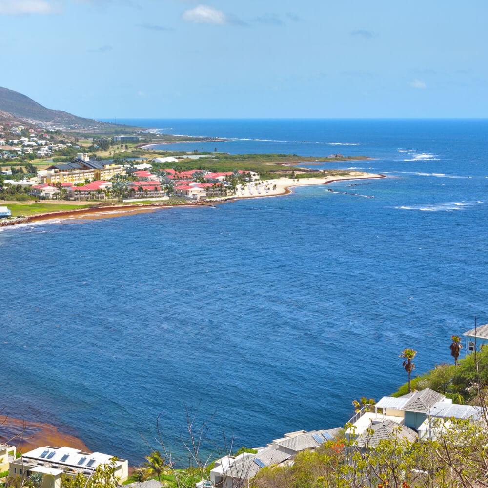 stunning coastline and turquoise waters of Frigate Bay in Saint Kitts
