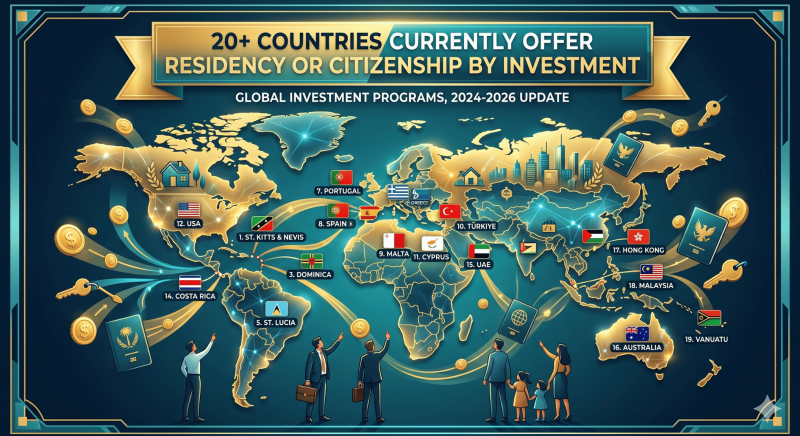 20 Countries Currently Offer Residency or Citizenship by Investment