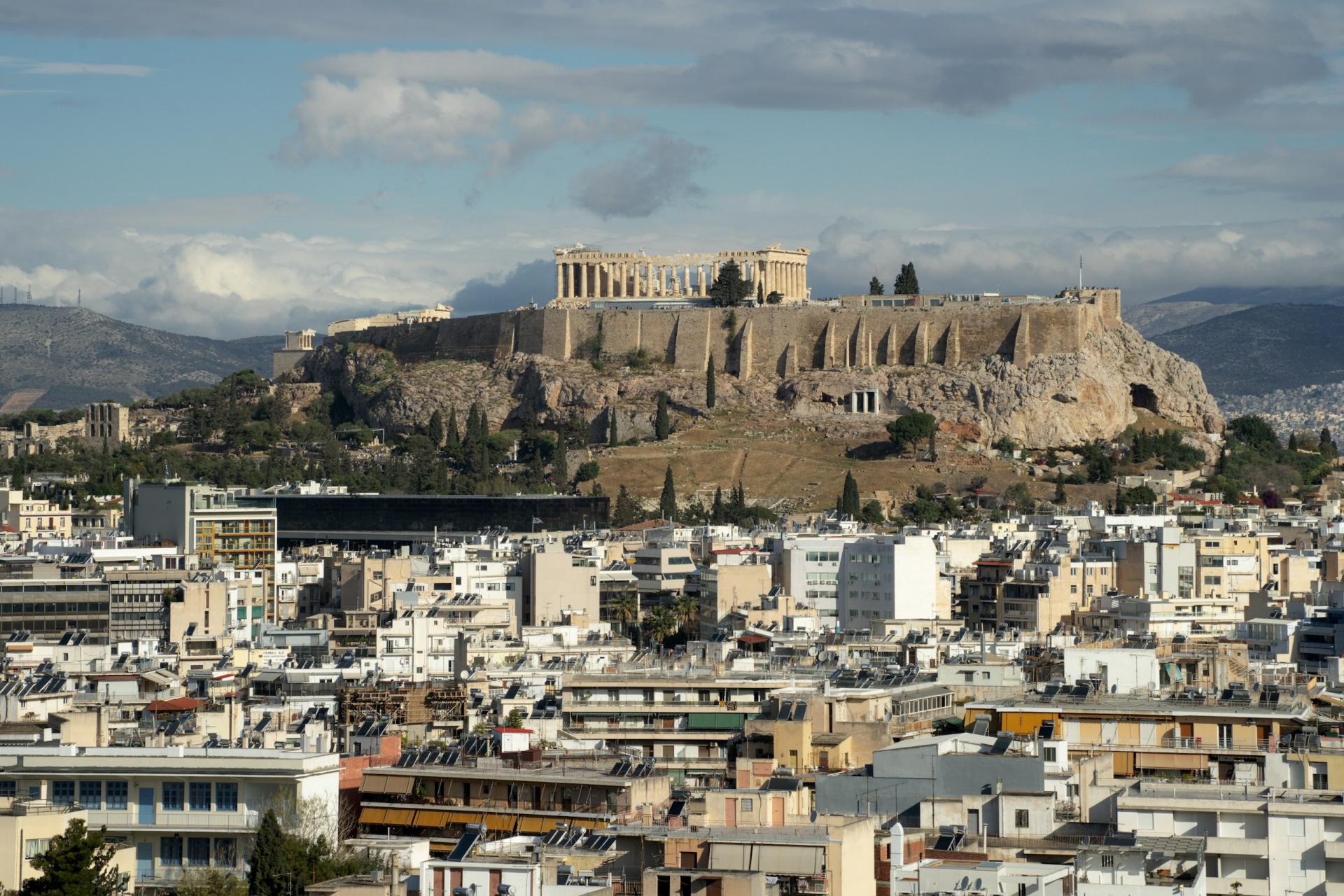 The Acropolis above the cityscape of Athens, Greece