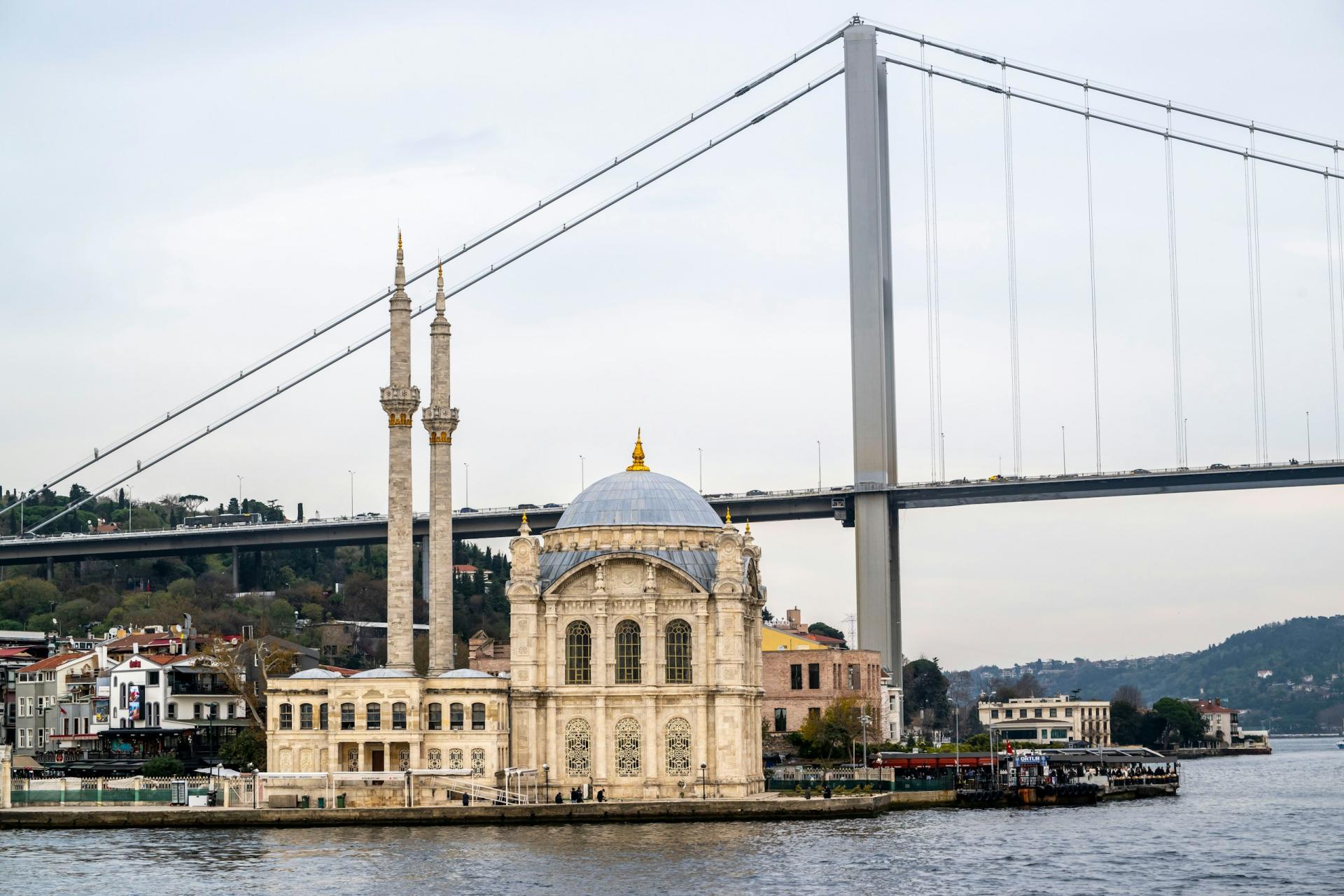 Ortaköy Mosque and the Bosphorus Bridge in Istanbul, Türkiye